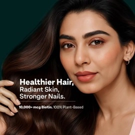 OZiva Plant Based Biotin For Hair Growth 10000Mcg+ With Amla For Men & Women, Biotin Supplement To Support Hairfall Control & Healthier Skin, Certified Clean & Vegan, 125 Gm
