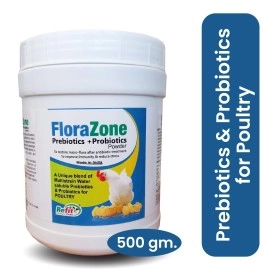 REFIT ANIMAL CARE Prebiotics & Probiotics Powder for Birds, Poultry, Chicken, Chicks, Hen & Broiler of All Life Stages, Help to Increase Egg Production (500gms or 0.5Kg) FloraZone