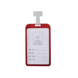 Smart iCards WeKonnect; Natural Hard Metal (Aluminum Alloy) PVC ID Card Holder/Badge (Refer Image) with Scratch Guard for Office ID Only (Red Vertical - 10)