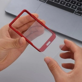 Smart iCards WeKonnect; Natural Hard Metal (Aluminum Alloy) PVC ID Card Holder/Badge (Refer Image) with Scratch Guard for Office ID Only (Red Vertical - 10)