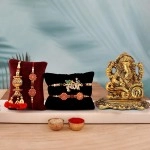 Collectible India Rakhi Gift for Brother and Bhabhi,Rakshabandhan Gifts Combo for Brother Set - Rakhi for Rakshabandhan Gifts for Bhaiya Bhabhi - Ganesh Idol Showpiece, Lumba Rakhi, Krishna Rakhi