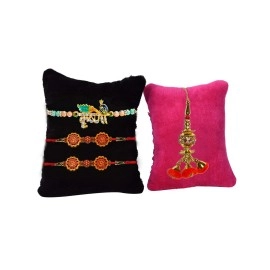 Collectible India Rakhi Gift for Brother and Bhabhi,Rakshabandhan Gifts Combo for Brother Set - Rakhi for Rakshabandhan Gifts for Bhaiya Bhabhi - Ganesh Idol Showpiece, Lumba Rakhi, Krishna Rakhi