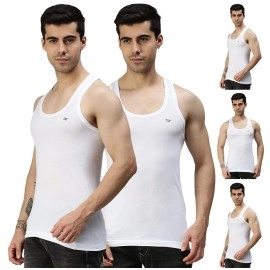 Lux Cozi Men\'s Pack of 5 Solid White2 Vest(Size :..