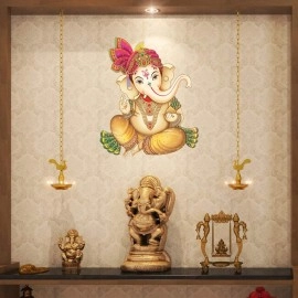 Rangoli Vinyl Wall Stickers 1.96 x 20.86 x 1.96 Inches, Multicolour (Model Number: White Glossy Vinyl-0051)