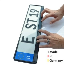 sunmondo Number Plate Holder Car Black License Plate Frame Number Plate Amplifier Set of 2 Made in Germany