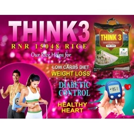 THINK3 Diabetic Control White Rice RNR 15048 with Low glycemic Index (4.5 KG)