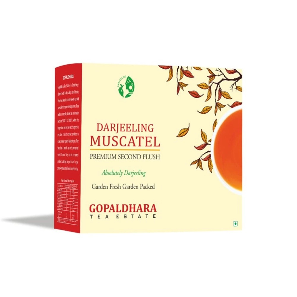 Gopaldhara Darjeeling Tea | Long Leaf Muscatel Tea| Premium Darjeeling Second Flush Whole Leaf Black Tea | 200g Loose Leaf Paper Box | Special FTGFOP1 Fresh Summer Muscatel Tea From the Highest