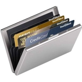 OFIXO Credit Card Holder Protector Stainless Steel Credit Card Wallet Slim Metal Credit Card Case for Women or Men (Mat-Silve)