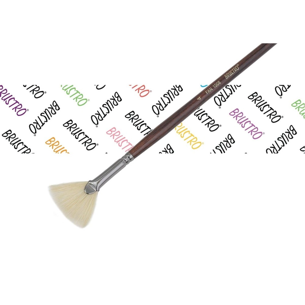 Brustro Artists Bristlewhite Fan Brush Series 1008 - Brush No. 4, Chungking Hog Bristle | Ideal for Oil, Acrylic Painting on Paper, Canvas, Fine Art Students and Professionals