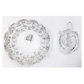 Decoration Homey Glass Crystal Turtle Tortoise with Plate for Feng Shui and Vastu (Transparent, 4.5 x 1.5 Inch)