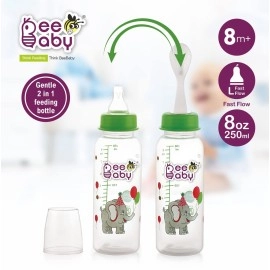 Beebaby Gentle 2 in 1 Polypropylene Standard Neck Baby Feeding Bottle with Feeder (Plastic) Spoon. (Green, 250ml)