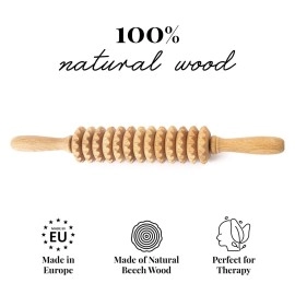 Tuuli Accessories - Wooden Massage Roller, Multi-Functional Body Roller for Cellulite, Muscle Tension and Skin Health Support, Natural Massager for Women and Men