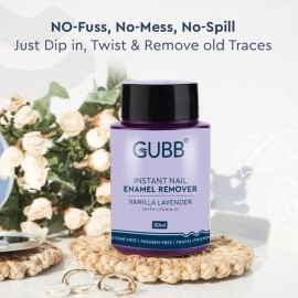 GUBB Acetone Free Nail Paint/Polish Remover Dip & Twist Sponge Bottle Vanilla Lavender Aroma 80ml