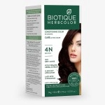 Biotique Bio Herbcolor 4N Brown Hair Color, 100% Grey Cover, With 9 Organic Herbal Extracts, 50g+110ml, Multi