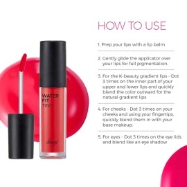 The Face Shop Waterproof and Long Lasting Water Fit Lip Tint - Pink,5g