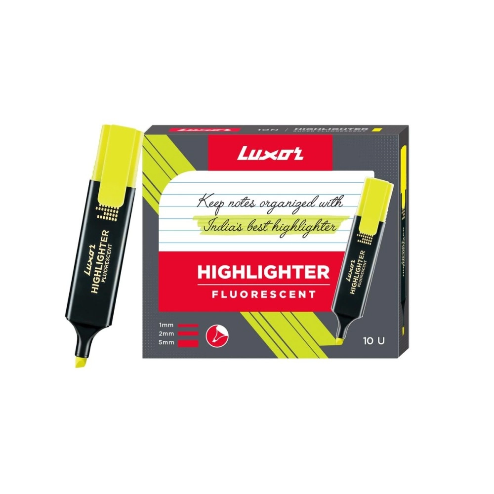 Luxor 1851 Highlighter - Yellow - Box of 10