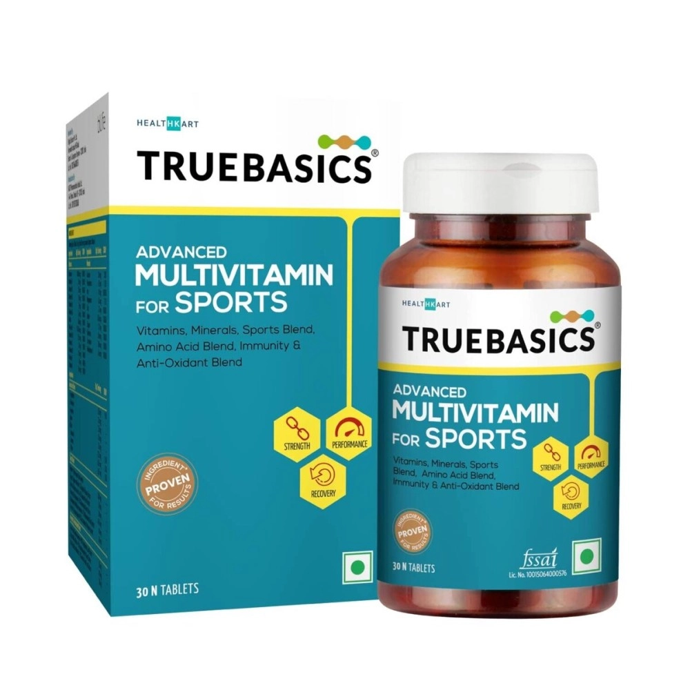 TrueBasics Multivit Sport One Daily, Multivitamin For Sports, Multimineral, Amino Acids with Antioxidant, Enhances Immunity, Energy, and Joint Health, 30 Multivitamin Tablets