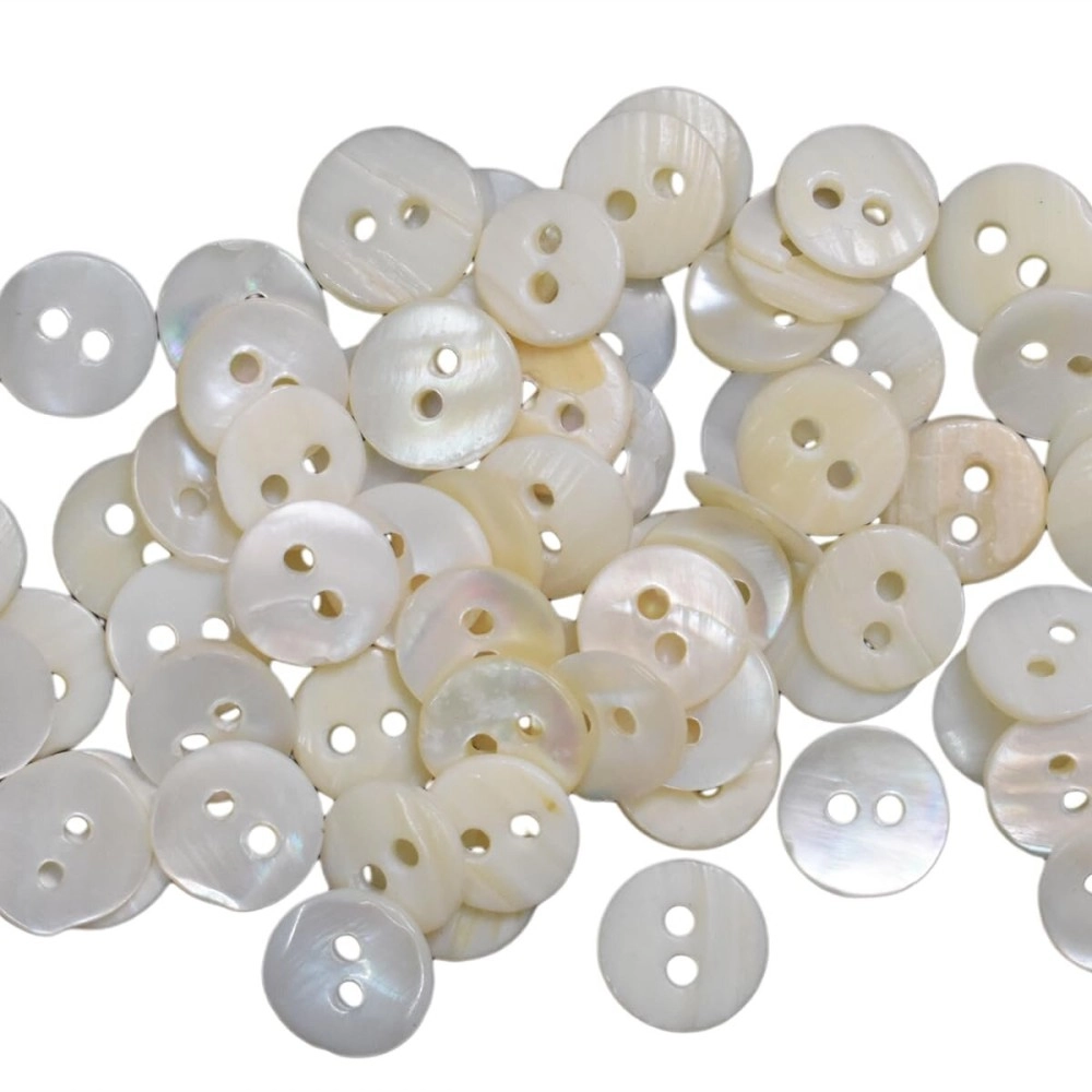 Embroiderymaterial Two Hole Round Mother of Pearl Buttons for Embelishment, Sewing and Crafting (72 Pieces, Cream) (11-12MM)