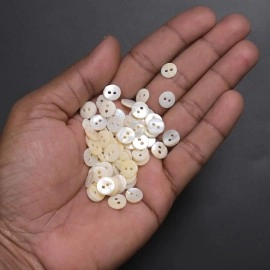 Embroiderymaterial Two Hole Round Mother of Pearl Buttons for Embelishment, Sewing and Crafting (72 Pieces, Cream) (11-12MM)