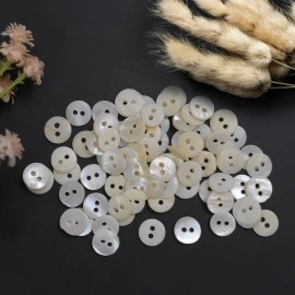 Embroiderymaterial Two Hole Round Mother of Pearl Buttons for Embelishment, Sewing and Crafting (72 Pieces, Cream) (11-12MM)