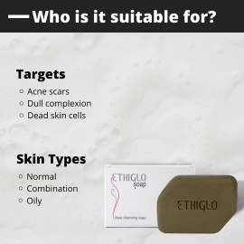 Ethiglo Deep Cleansing Soap for All Skin Types | Helps Reduce Acne Scars, Dullness, Tanning & Pigmentation | Leaves Skin Soft & Smooth | Pack of 2 (75g)