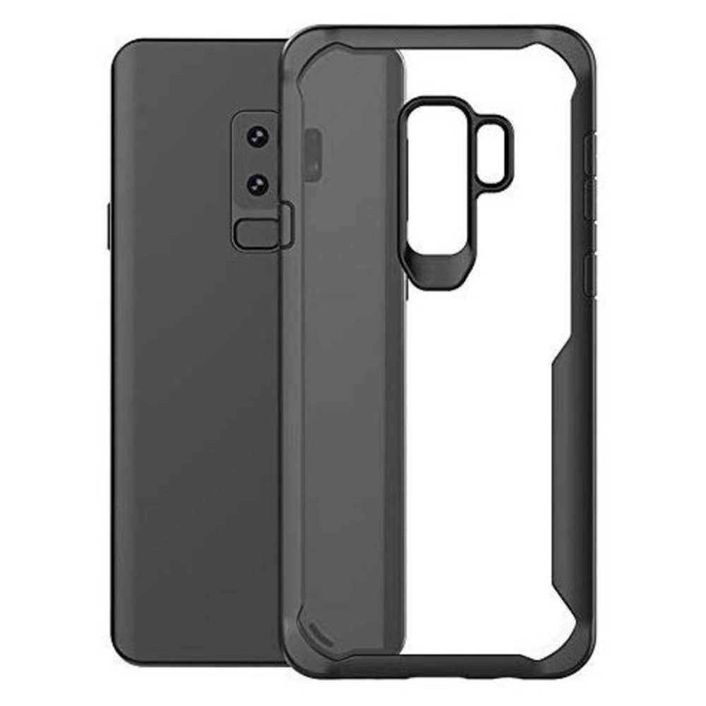 Plus Bumper Case with Clear Back Hard Panel Protective Case Cover for Samsung Galaxy S9 Plus (Black)