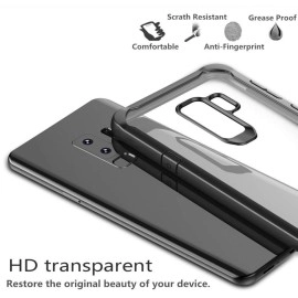 Plus Bumper Case with Clear Back Hard Panel Protective Case Cover for Samsung Galaxy S9 Plus (Black)
