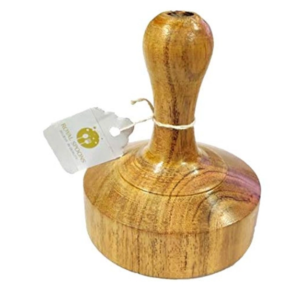 Simran Handicrafts Royal\'s Single Wood Block Handmade Hand Masher (Brown , 3 Inch )