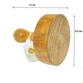 Simran Handicrafts Royal\'s Single Wood Block Handmade Hand Masher (Brown , 3 Inch )