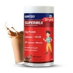 Gritzo SuperMilk Overall Growth (13+y Boys), 12g Protein Powder (Double Chocolate, 400g) | Zero Refined Sugar, 21 Vitamins & Minerals
