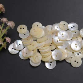 Embroiderymaterial Two Hole Round Mother of Pearl Buttons for Embelishment, Sewing and Crafting (72 Pieces, Cream) (15MM)