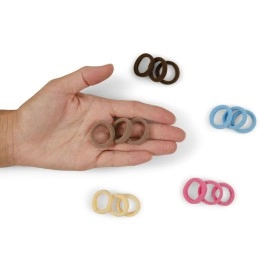 Heliums Black Gentle Hold Mini Soft and Stretchy Seamless Elastic Nylon Fabric Rolled Small Ponytail Holders for Kids, Braids and Fine Hair - 20 Hair Ties