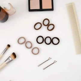 Heliums Black Gentle Hold Mini Soft and Stretchy Seamless Elastic Nylon Fabric Rolled Small Ponytail Holders for Kids, Braids and Fine Hair - 20 Hair Ties