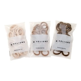 Heliums Black Gentle Hold Mini Soft and Stretchy Seamless Elastic Nylon Fabric Rolled Small Ponytail Holders for Kids, Braids and Fine Hair - 20 Hair Ties