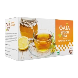 Gaia Green Tea Lemon & Honey, 25 Teabags, Green Tea with Tangy Lemon and Sweet Honey (Pack of 2)