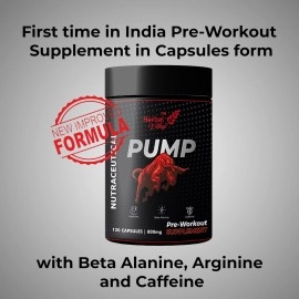 HerbalValley Pump Pre-Workout | Gym Supplement To Boost Your Energy & Performance | 120 Capsules