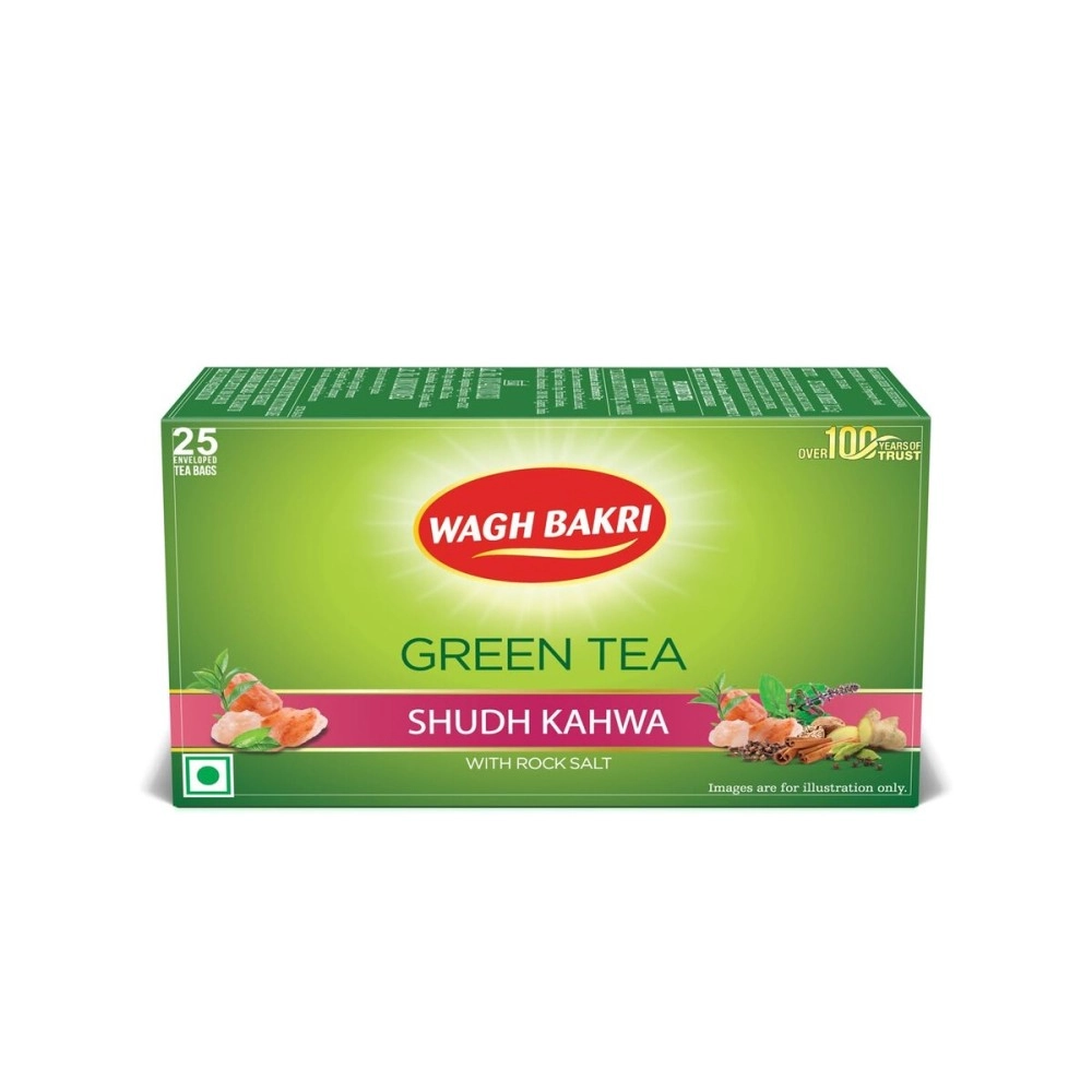 Wagh Bakri Green Tea Shudh Kahwa Tea Bag, 25 Tea Bag*2.5g, 62.5g