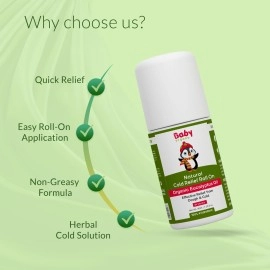Baby Organo Natural Cold Relief Roll On with Organic Eucalyptus Oil for Cold and Cough l Nose Block l Chest Congestion 40ml