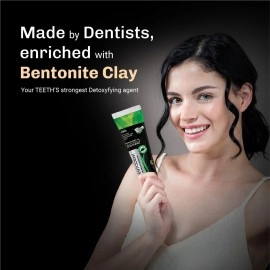 BENTODENT TOOTHPASTE Teeth Whitening Bentonite Clay & Charcoal - Natural Teeth Whitening Charcoal toothpaste, No SLS & Fluoride free toothpaste, Vegan (Activated Charcoal Mint Combo)