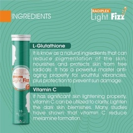 Radiplex Light Fizz | L-Glutathione 600mg & Vitamin C 1000mg | Effervescent Tablets for Skin Brightening, Antioxidant Support & Anti-Pigmentation | Sugar-Free | Orange Flavor | 15 Tabs