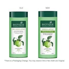 Biotique Bio Green Apple Fresh Daily Purifying Shampoo & Conditioner for Oily Scalp & Hair, 180 ml, multi