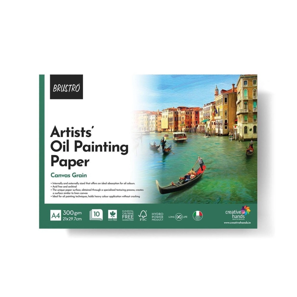 Brustro Artists\' Oil Painting Pad 300 GSM A4 Glued -10 Sheets