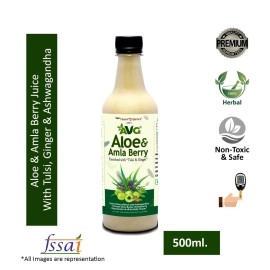 AVG Health Organics Aloevera & Amla Juice with Ginger, Tulsi & Ashwagandha, No added sugar - 500 ML