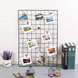 Pikify DIY Steel Grid Photo Frame for Wall [45 * 65cm-Black] Clip Holder Photo Frame,Multi Functional Creative Mesh Wall Grid-(Black) Rectangular