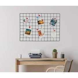 Pikify DIY Steel Grid Photo Frame for Wall [45 * 65cm-Black] Clip Holder Photo Frame,Multi Functional Creative Mesh Wall Grid-(Black) Rectangular