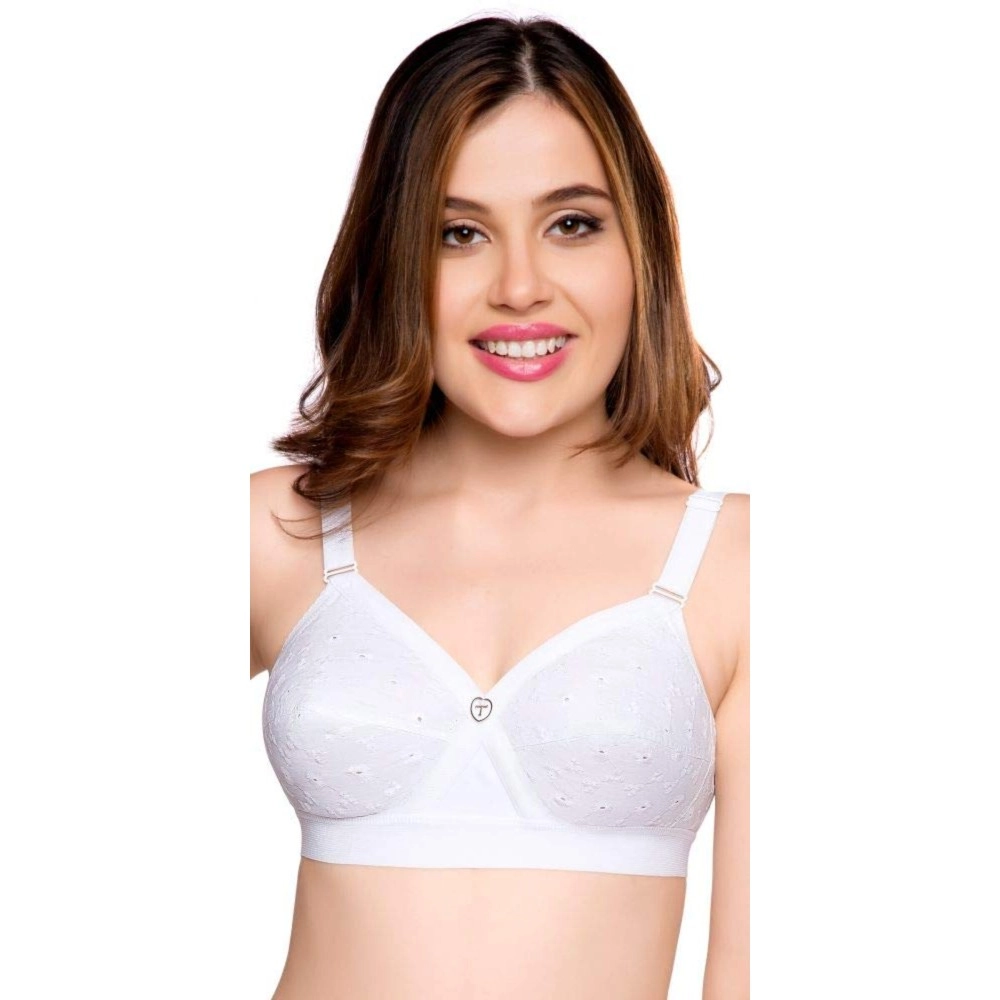 TRYLO Women\'s Non-Wired Bra (KRUTIKA Chiken_White_36D)