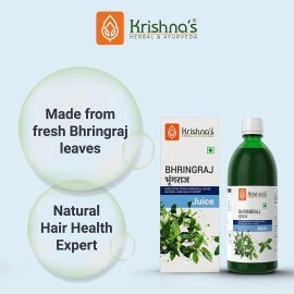 Krishna\'s Herbal & Ayurveda Bhringraj Juice - 500 ml (Pack of 1) | Preservative Free | Nourishes hair and improves hair growth