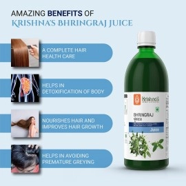 Krishna\'s Herbal & Ayurveda Bhringraj Juice - 500 ml (Pack of 1) | Preservative Free | Nourishes hair and improves hair growth