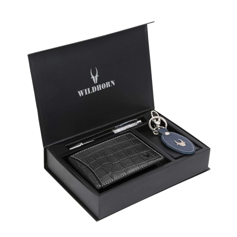 WildHorn Gift Hamper for Men I Leather Wallet, Keychain & Pen Combo Gift Set I Gift for Friend, Boyfriend,Husband,Father, Son etc