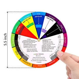 Outus 2 Pieces Color Wheel, Paint Mixing Learning Guide Art Class Teaching Tool Color Wheels for Makeup Blending Board Chart Color Mixed Guide Mix Colours (5.5 Inch/ 14 cm)